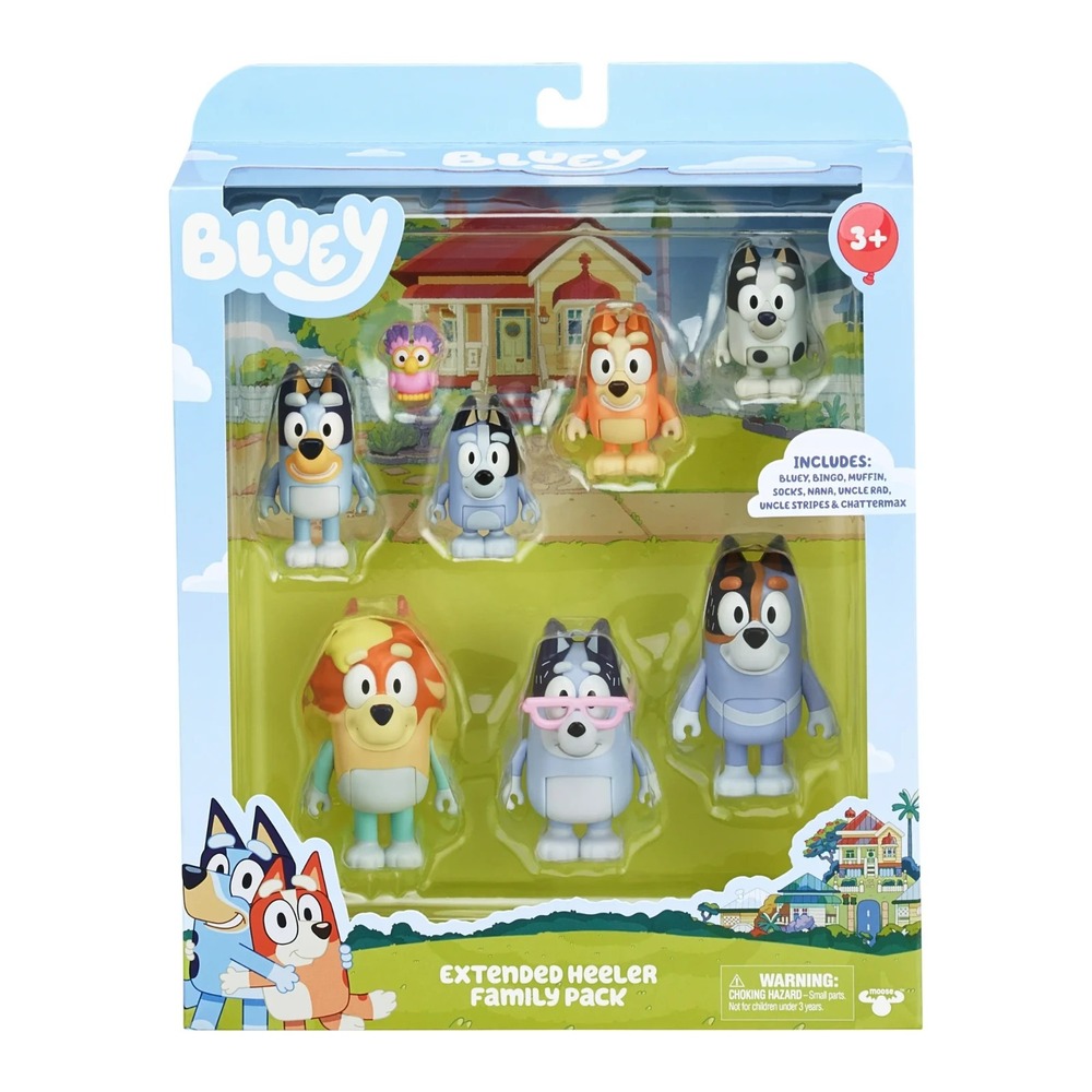 Bluey Family & Friends Extended Heeler Family Pack 8 Figure Set